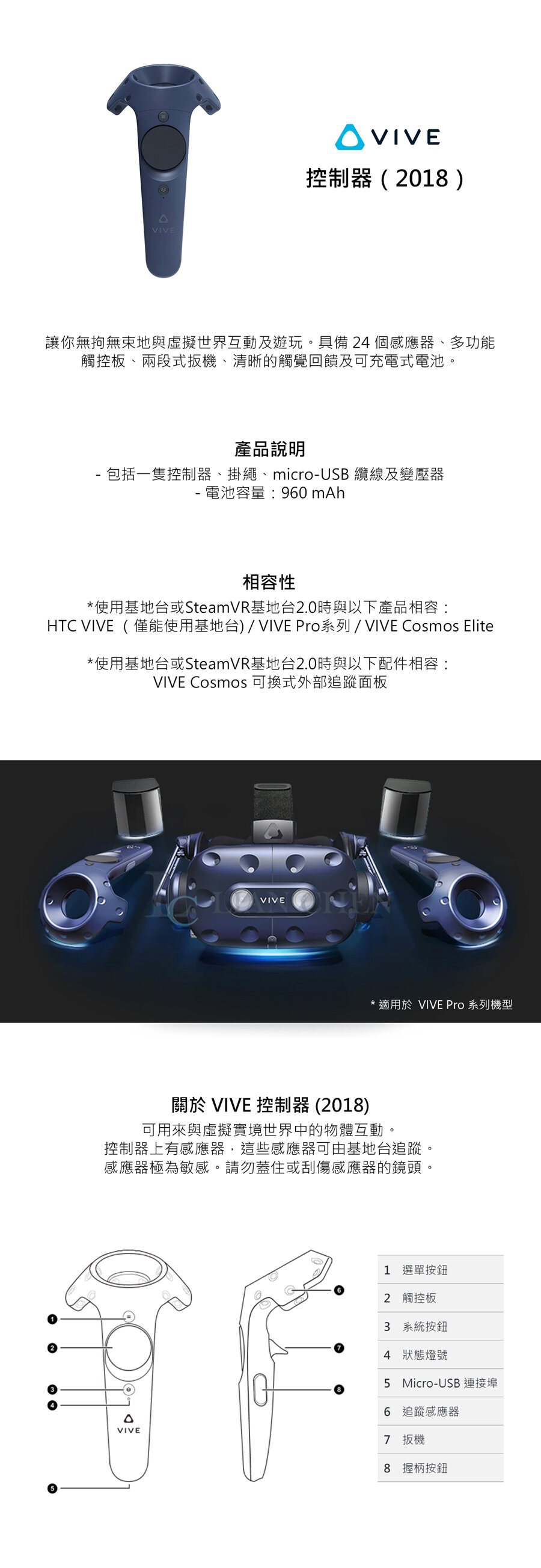 HTC 原廠VIVE Pro 控制器第二代(2018) - E-PAYLESS 百利市購物中心