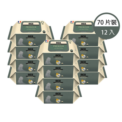 韓國RICO baby 金盞花有機天然超厚款濕紙巾(Premium-70抽)-12入