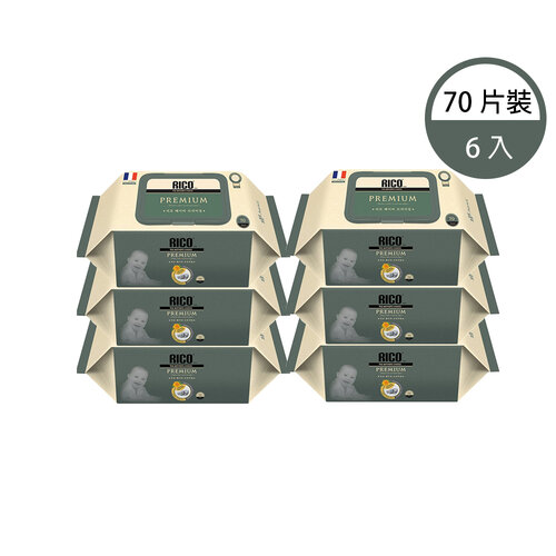 韓國RICO baby 金盞花有機天然超厚款濕紙巾(Premium-70抽)-6入