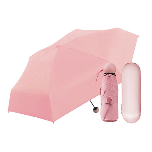 傘霸 超防曬繽紛馬卡龍黑膠五折傘(粉色)