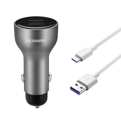 HUAWEI 華為原廠 雙USB 車用快速充電器+5A Type-C傳輸線組(盒裝)