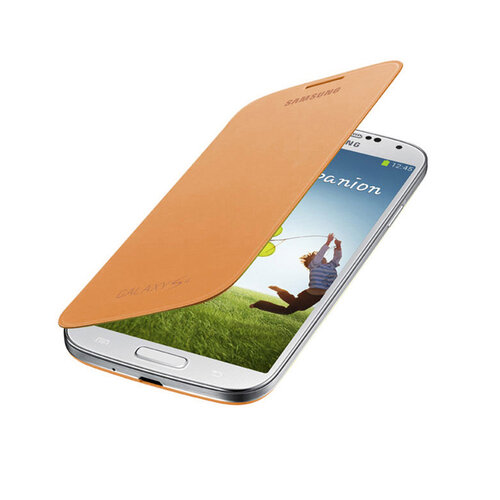 Samsung GALAXY S4 I9500原廠側翻式皮套 橘