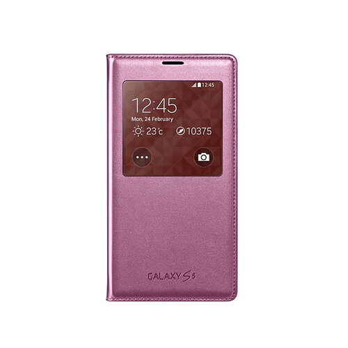 SAMSUNG 三星 S5 S-View 原廠 皮套 保護套 粉紅