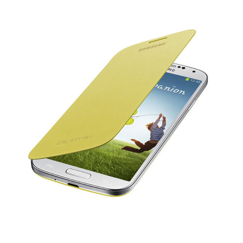 Samsung GALAXY S4 I9500原廠側翻式皮套 黃