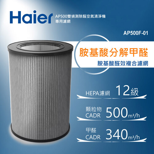 【Haier海爾】AP500雙偵測空氣清淨機專用胺基酸醛效複合濾網 AP500F-01