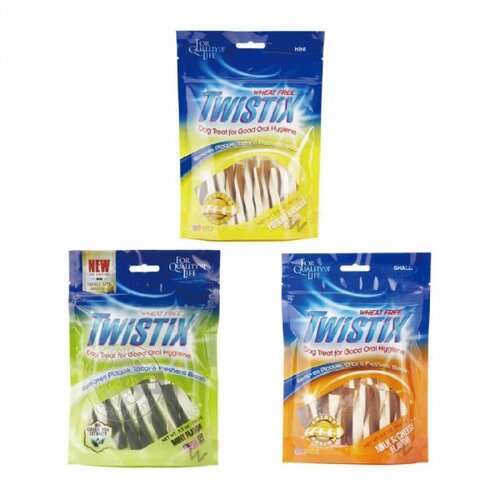 3包組 美國NPIC Twistix特緹斯 雙色螺旋潔牙骨 寵物零食156g 起司牛奶短支