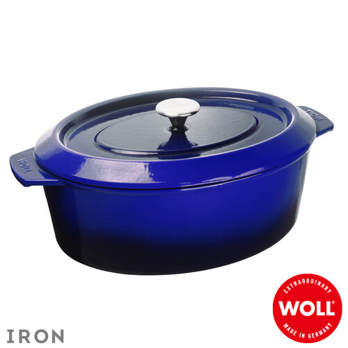 《WOLL》德國歐爾IRON 橢圓琺瑯鑄鐵鍋34cmx26cm_藍