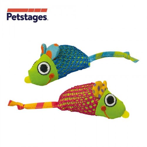 《美國 Petstages》327 健齒網狀鼠（2入）魔力貓草鼠互動玩樂 寵物玩具