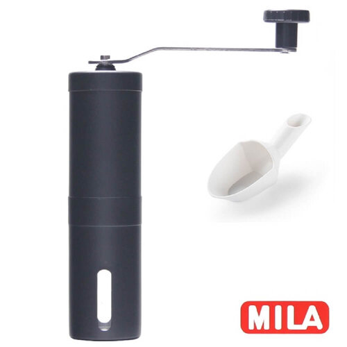 MILA 不鏽鋼手搖磨豆機(陶瓷磨芯)+CAFEDE KONA 咖啡豆匙(白色)