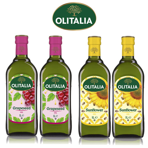 【奧利塔olitalia】葡萄籽油2瓶+葵花油2瓶(1000mlx4瓶-禮盒組)