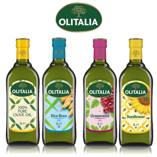 【奧利塔olitalia】純橄欖油+玄米油+葡萄籽油+葵花油(1000mlx4瓶-禮盒組)