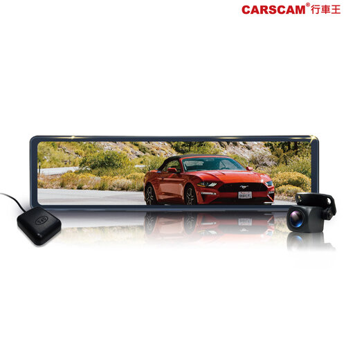 CARSCAM GS9500 12吋全螢幕觸控GPS測速雙1080P後視鏡行車記錄器 (贈：32G 記憶卡)
