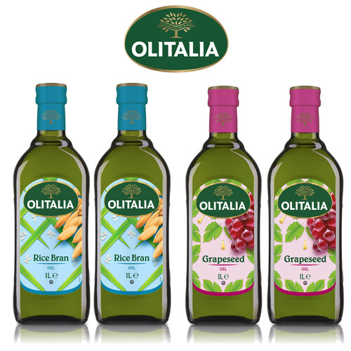 【奧利塔olitalia】玄米油2瓶+葡萄籽油2瓶(1000mlx4瓶-禮盒組)