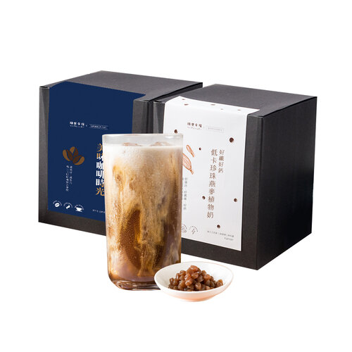 順便幸福-好纖好鈣蒟蒻珍珠咖啡燕麥奶隨身組2組(低因系列濾掛咖啡+燕麥植物奶粉+即食蒟蒻粉圓珍珠)
