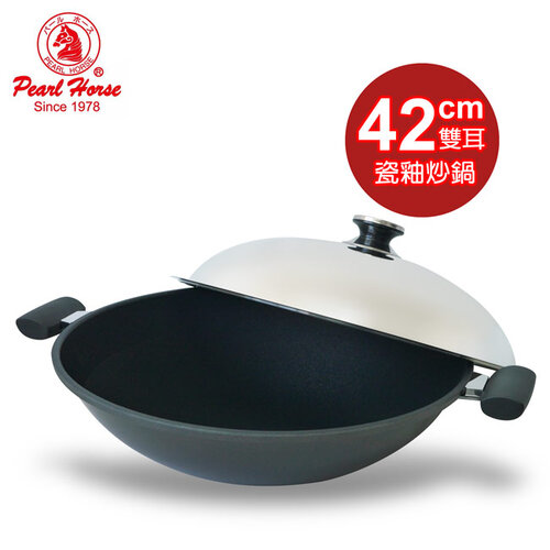 【寶馬牌】瓷釉雙耳炒鍋(42cm) JA-A-012-042