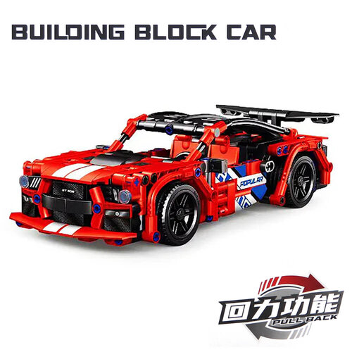 BUILDING BLOCK CAR 積木組裝迴力車(益智拼裝積木) - 紅色超跑