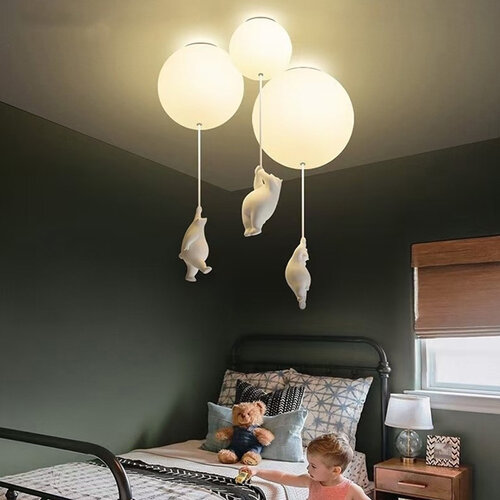 H&R安室家 大中小三顆氣球熊熊造型燈/ 吊燈/吸頂燈ZA0249