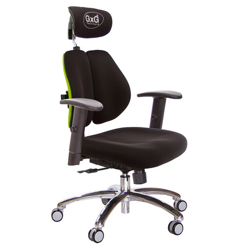 GXG 雙軸枕 雙背電腦椅(鋁腳/SO金屬扶手) TW-2604 LUA5