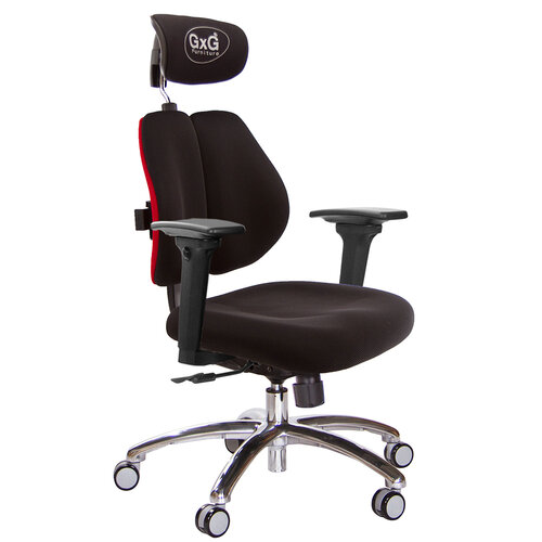 GXG 雙軸枕 雙背電腦椅(鋁腳/3D升降扶手) -2604 LUA9