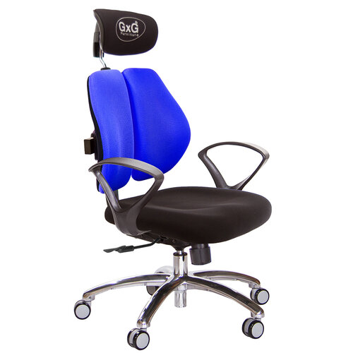 GXG 雙軸枕 雙背電腦椅(鋁腳/D字扶手) TW-2604 LUA4
