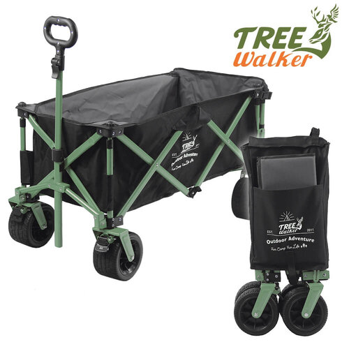 TreeWalker 新款馴鹿露營裝備推車(可煞車加寬輪) - 墨綠