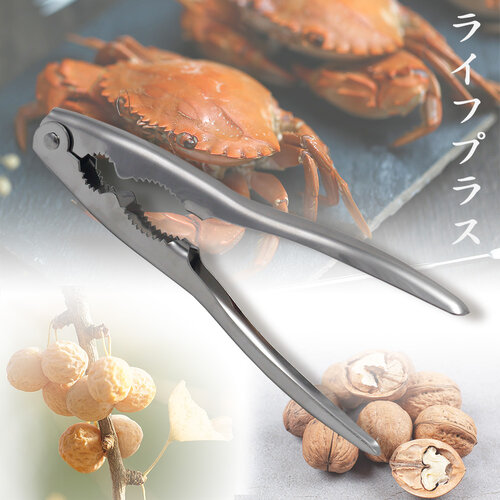 日本進口螃蟹堅果夾X1入+日本製不鏽鋼蟹肉挖取棒-2支入X2卡