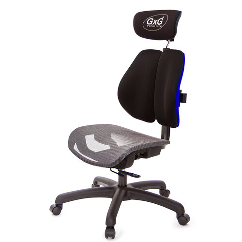 GXG 雙軸枕 雙背工學椅(無扶手) 中灰網座 TW-2706 EANH