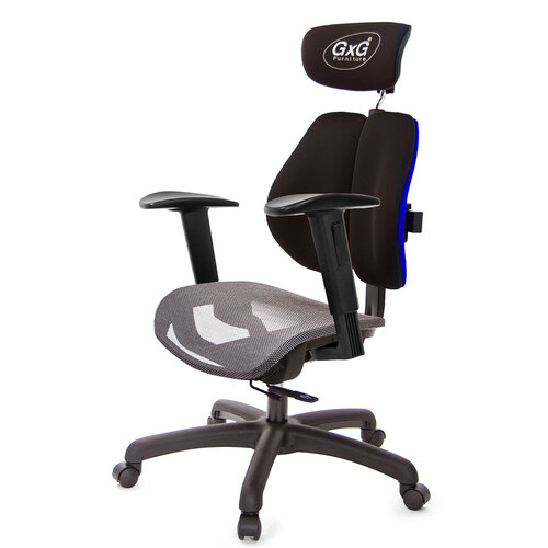 GXG 雙軸枕 雙背工學椅(2D升降手) 中灰網座 TW-2706 EA2