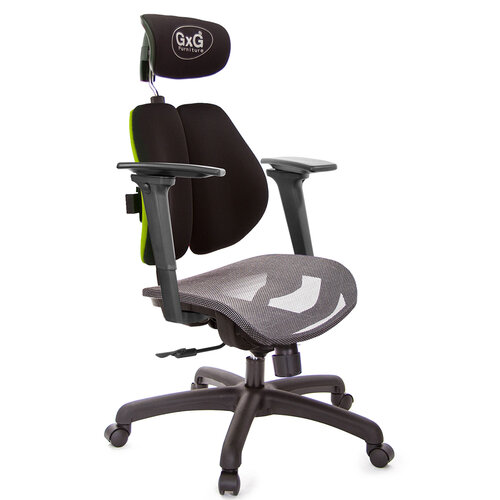 GXG 雙軸枕 雙背電腦椅(3D手遊休閒扶手) 中灰網座 型號2704 EA9M