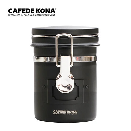 CAFEDE KONA 不鏽鋼密封罐150克(果乾咖啡豆儲物罐)-黑