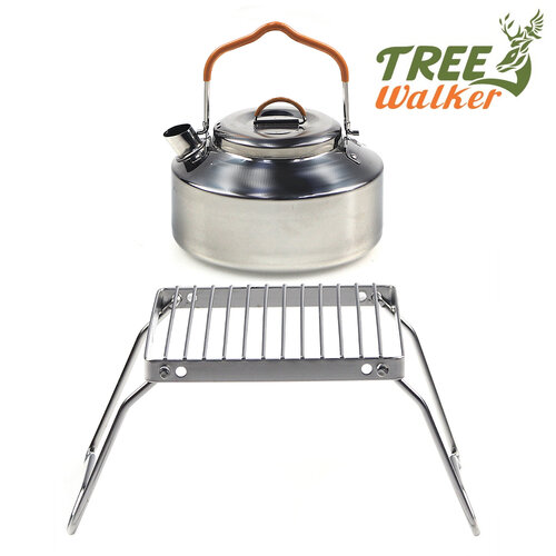 TreeWalker 不鏽鋼露營煮水壺+不鏽鋼迷你爐架