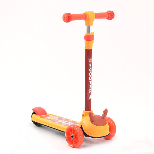 卡哇伊動物造型炫光滑板車-馴鹿橘