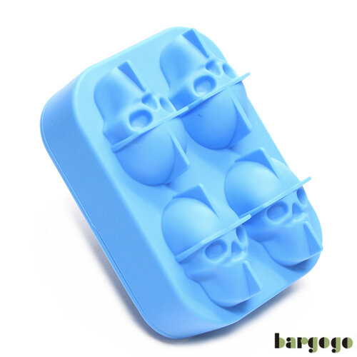 Bargogo 4格骷髏頭造型矽膠製冰盒(可當副食品分裝盒)-兩入組