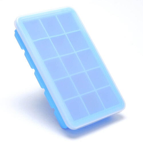 Bargogo 15格方塊矽膠製冰盒附上蓋(可當副食品分裝盒)