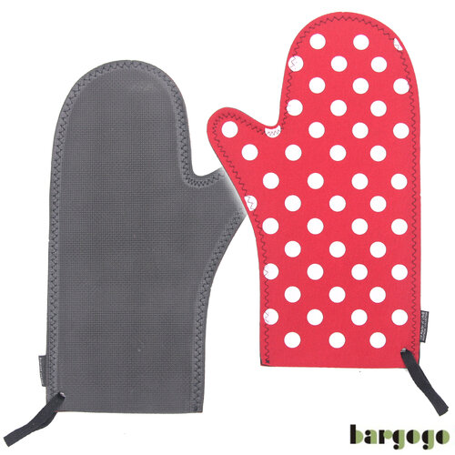 Bargogo 經典紅色白點隔熱長手套(雙)-潛水衣材質