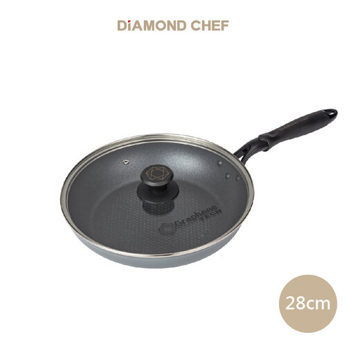 DIAMOND CHEF黑金石墨烯不沾單柄平煎鍋-28CM含蓋