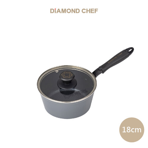 DIAMOND CHEF黑金石墨烯不沾單柄湯鍋-18CM含蓋