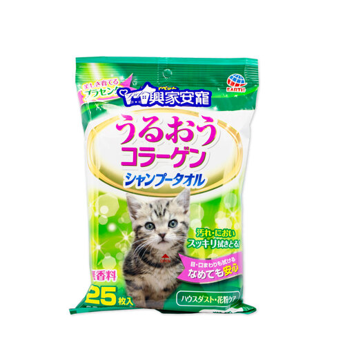 興家安寵 膠原蛋白寵物潔潤擦澡濕巾(貓用)25張*1包