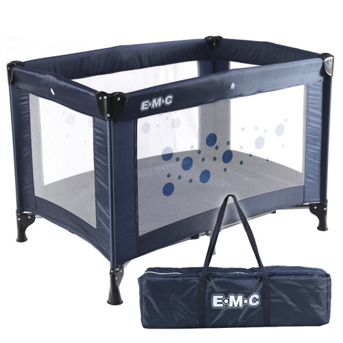 EMC 輕巧型安全嬰兒床(具遊戲功能)(深藍色)