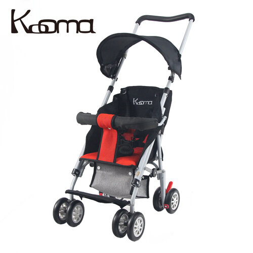 KOOMA 新款超輕巧輕便推車(椅背可調)附置物籃及雨罩-紅
