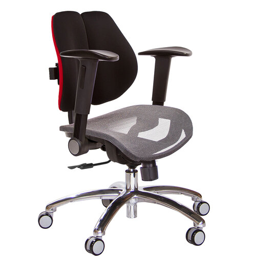 GXG 低雙背網座 電腦椅(鋁腳/摺疊升降扶手) TW-2803 LU1