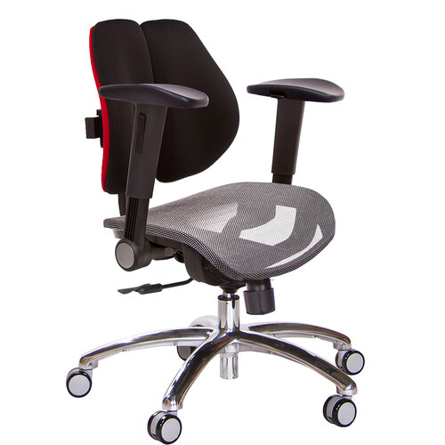 GXG 低雙背網座 電腦椅(鋁腳/摺疊滑面扶手) TW-2803 LU1J