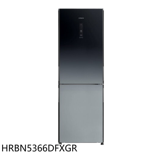 日立家電 313公升雙門漸層琉璃黑冰箱(含標準安裝)【HRBN5366DFXGR】