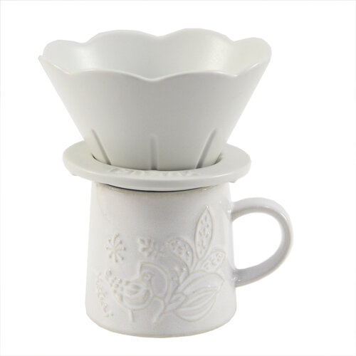 日本 YUKURI 陶瓷咖啡濾杯加馬克杯 - 白色