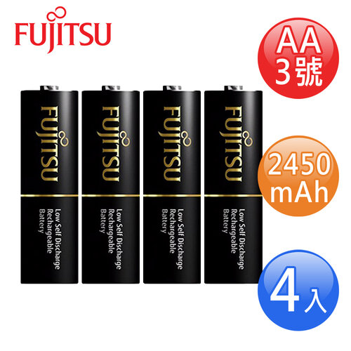FUJITSU富士通 高容量低自放AA3號2450mAh充電電池(3號4入)