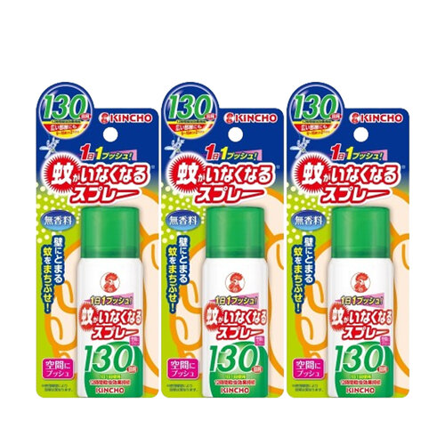日本金鳥噴一下空間防蚊蠅噴霧劑130回(無香料)*3瓶