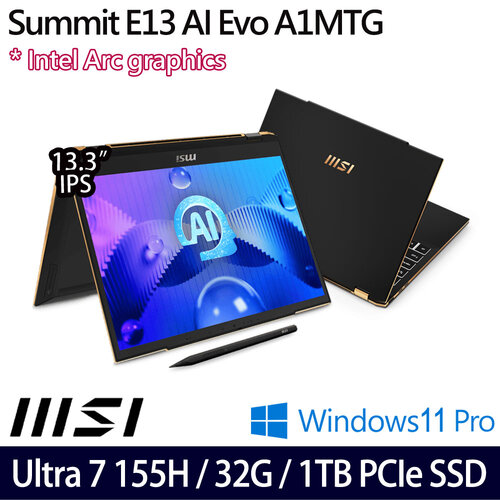 MSI 微星 Summit E13 AI Evo A1MTG-018TW(13.3吋/Ultra 7 155H/32G/1TB PCIe SSD/W11P 商務筆電