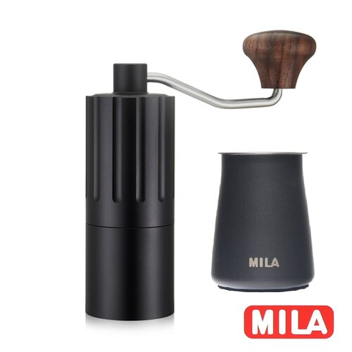 MILA 第二代達人攜帶型手搖磨豆機升級版(鍍鈦不鏽鋼磨芯)-酷黑+咖啡篩粉器