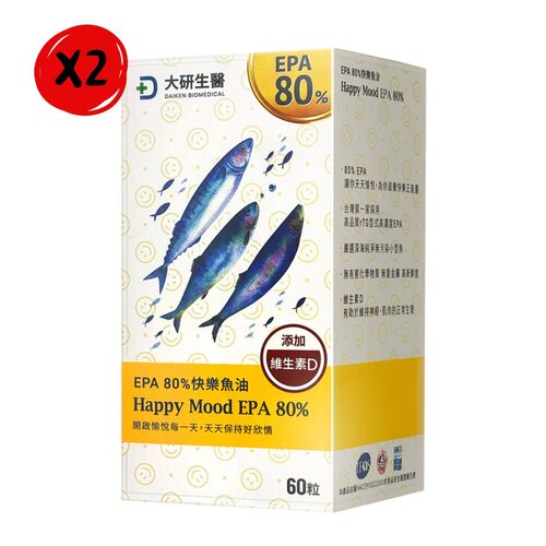 【大研生醫】EPA 80%快樂魚油軟膠囊(60粒/盒)*2盒組