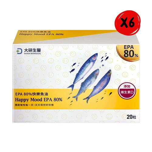 【大研生醫】EPA 80%快樂魚油軟膠囊(20粒/盒)*6盒組